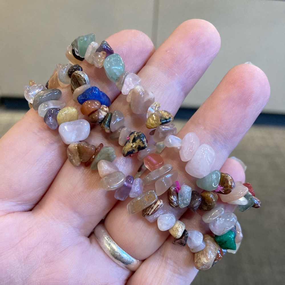 Mixed stone and crystal chip bracelet in muted colors